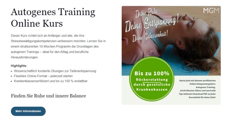 BleibFit24 Gesundheit Autogenes Training _ Kurs zur Entspannung, Ruhe und Gelassenheit