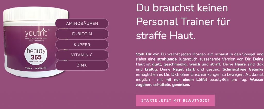 youtric® beauty365 – Nahrungsergänzung gegen sichtbare Alterserscheinungen