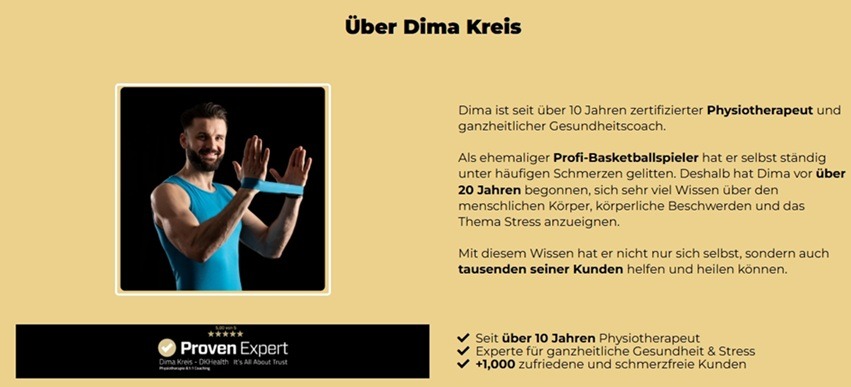 Dima Kreis ist seit über 10 Jahren zertifizierter Physiotherapeut und ganzheitlicher Gesundheitscoach.